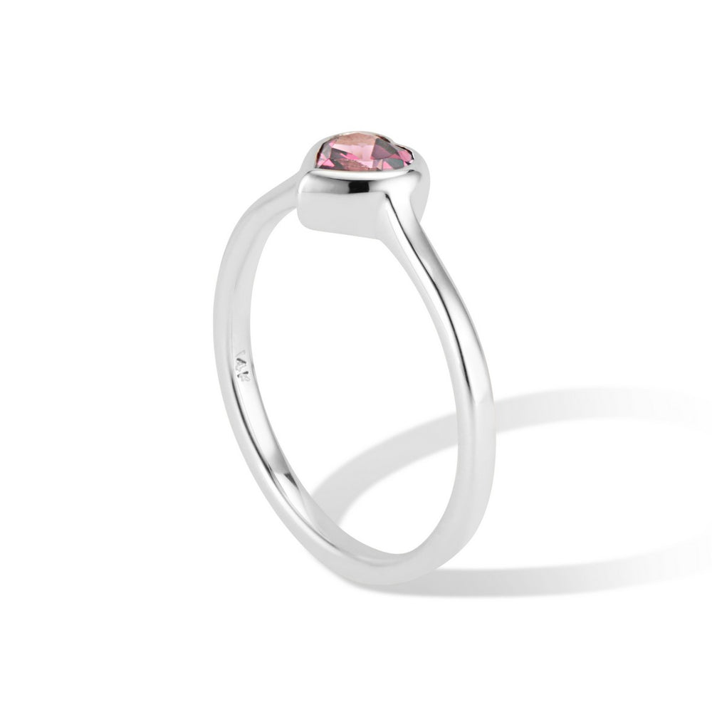 14K White Gold Heart Ring with Rhodolite Garnet - Thomas Laine Jewelry