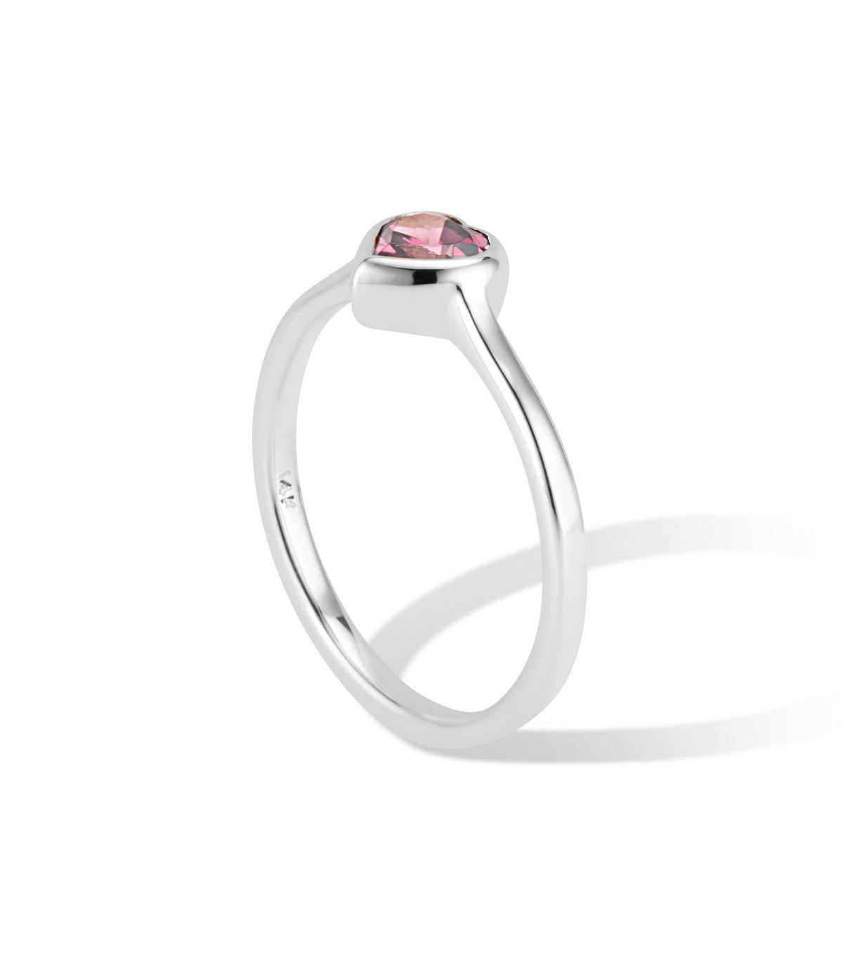 14K White Gold Heart Ring with Rhodolite Garnet - Thomas Laine Jewelry