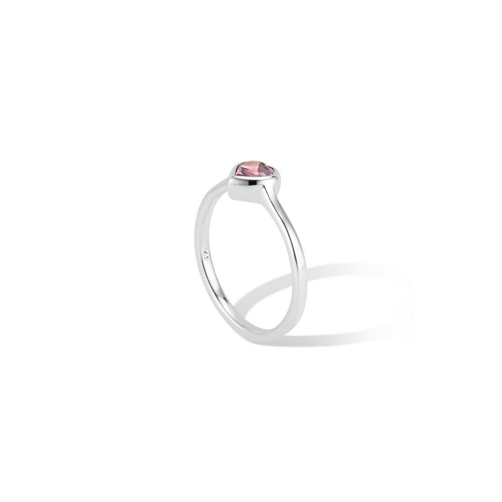 Gold Heart Ring with Rhodolite Garnet - Thomas Laine Jewelry