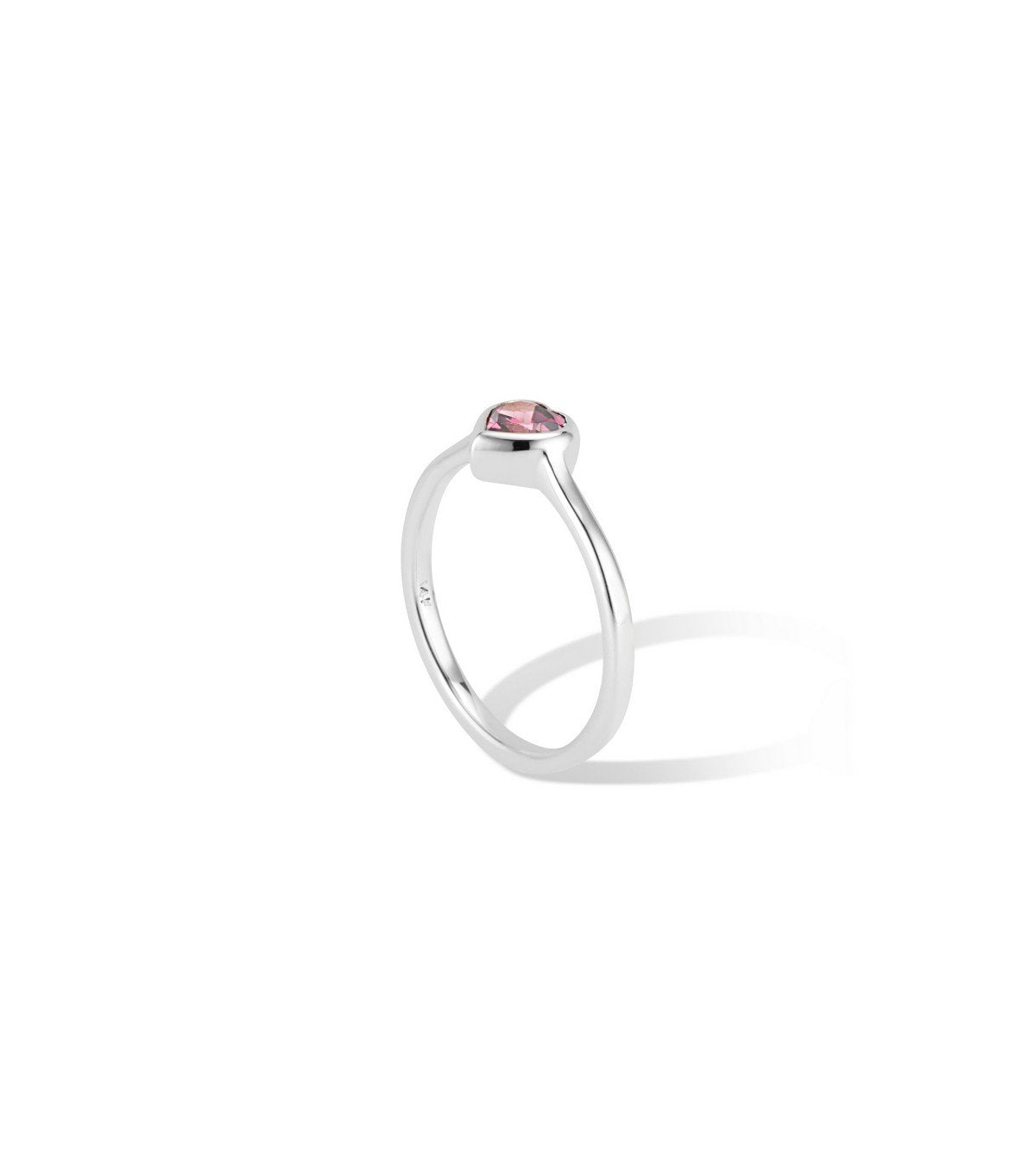 Gold Heart Ring with Rhodolite Garnet - Thomas Laine Jewelry