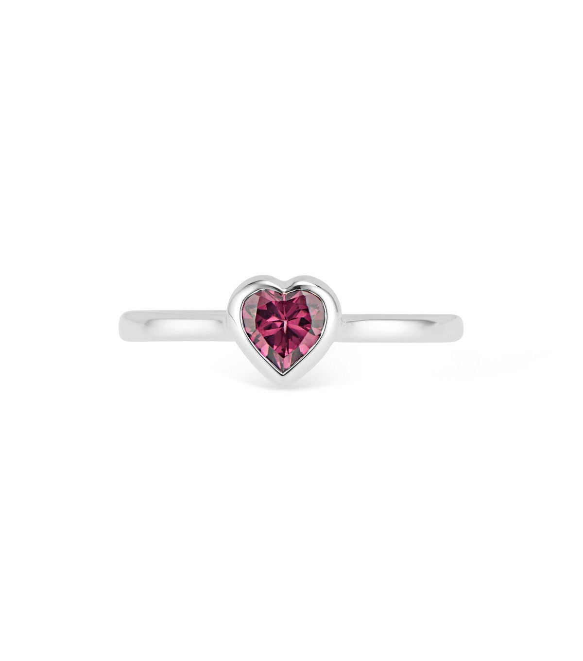 Gold Heart Ring with Rhodolite Garnet - Thomas Laine Jewelry