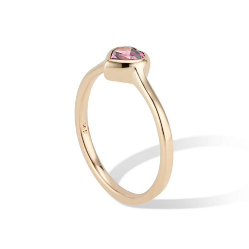 Gold Heart Ring with Rhodolite Garnet - Thomas Laine Jewelry