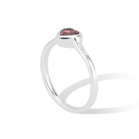 14K White Gold Heart Ring with Diamond & Rhodolite Garnet - Thomas Laine Jewelry