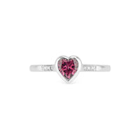 14k White Gold Heart Ring with Diamond & Rhodolite Garnet - Thomas Laine Jewelry