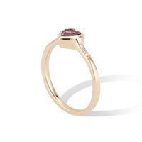 14k Yellow Gold Heart Ring with Diamond & Rhodolite Garnet