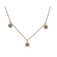 14K Yellow Gold Bezel Set Emerald Drop Neckace - Thomas Laine Jewelry