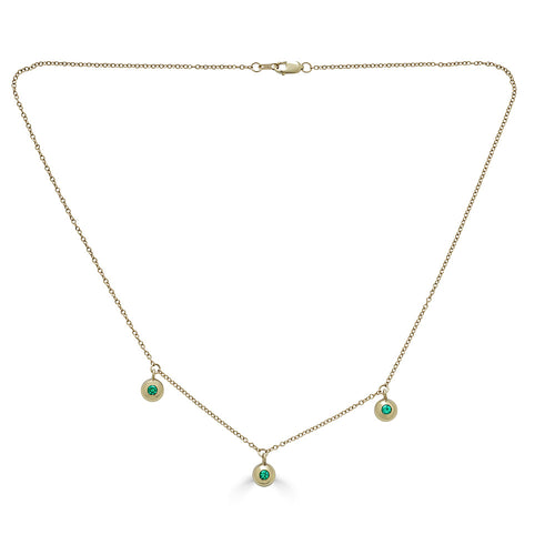 14K Yellow Gold Bezel Set Emerald Drop Neckace - Thomas Laine Jewelry