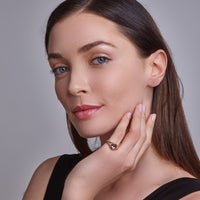 14K Rose Gold Morganite and Diamond Pinky Signet Ring on Model - Thomas Laine Jewelry