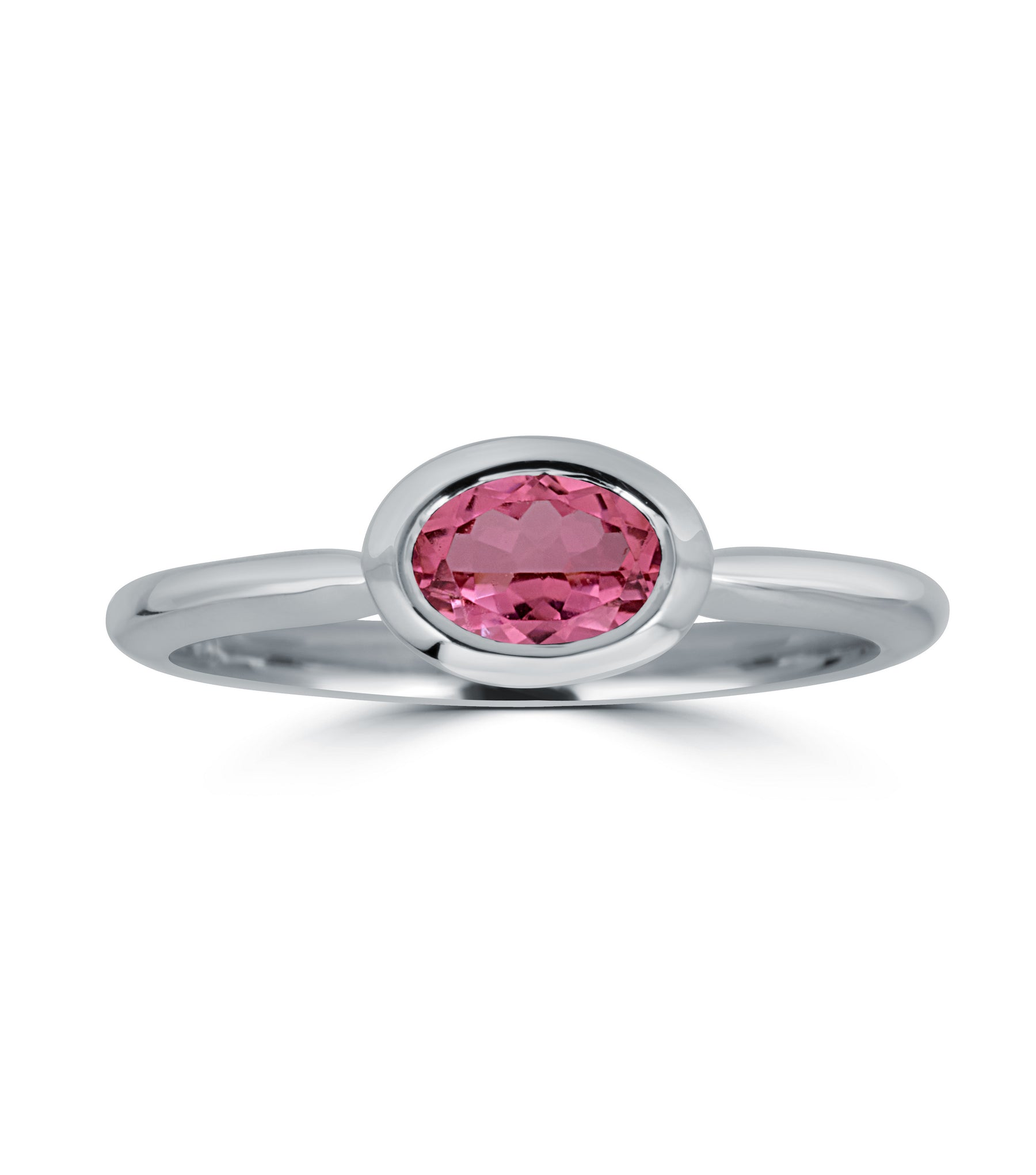 Small Tourmaline Oval Horizontal Bezel Ring - Thomas Laine Jewelry