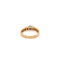 Vintage 14K Yellow Gold Diamond East West Oval Sapphire Ring - Alternate View