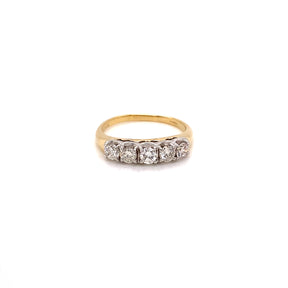  Vintage 14k Yellow Gold 5 Stone ring - 1ct of Diamonds