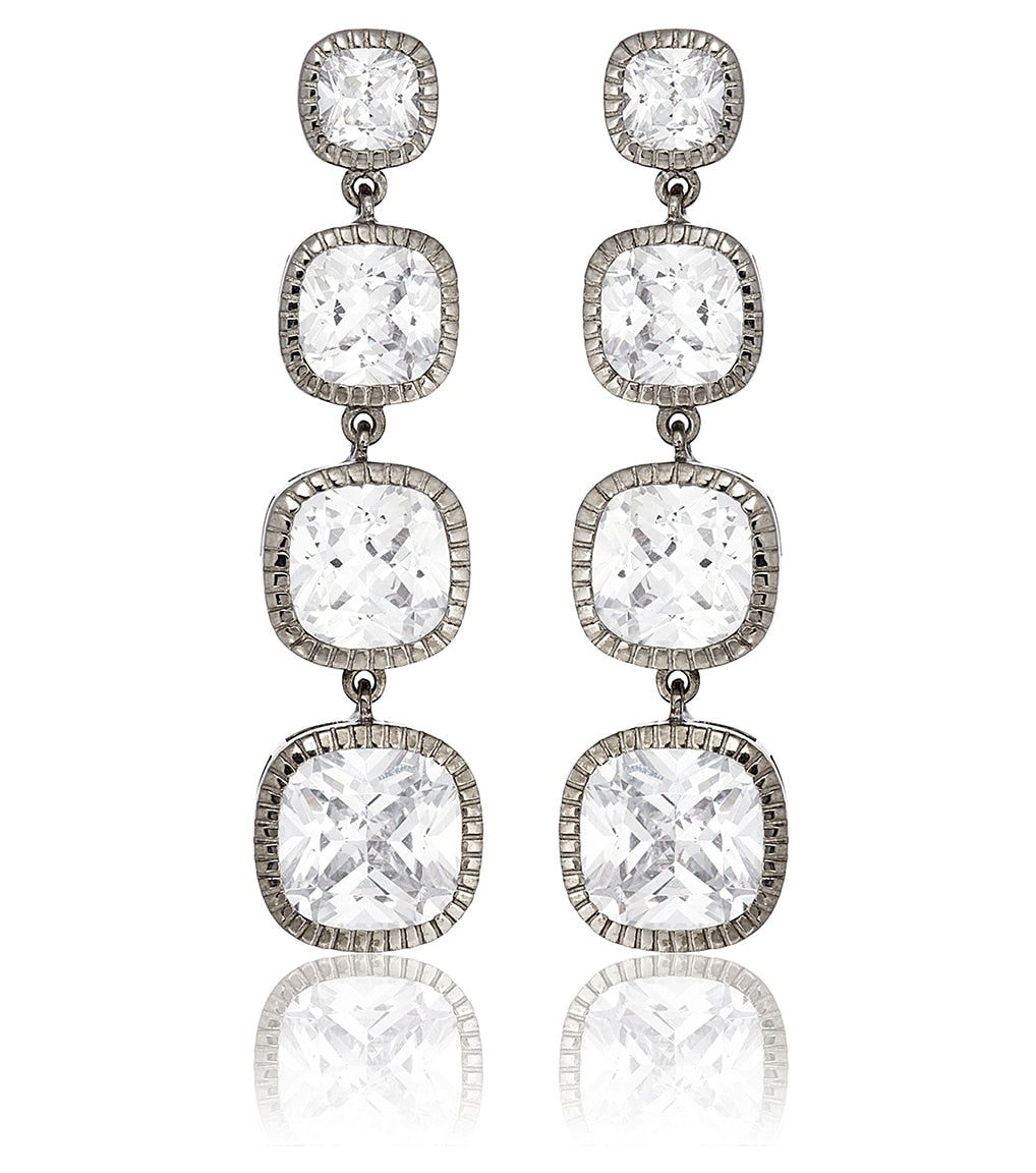 Cushion Cut Long Drop Earrings - Thomas Laine Jewelry