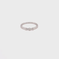 Video of 18k White Gold Skinny Double Diamond Baguette Ring