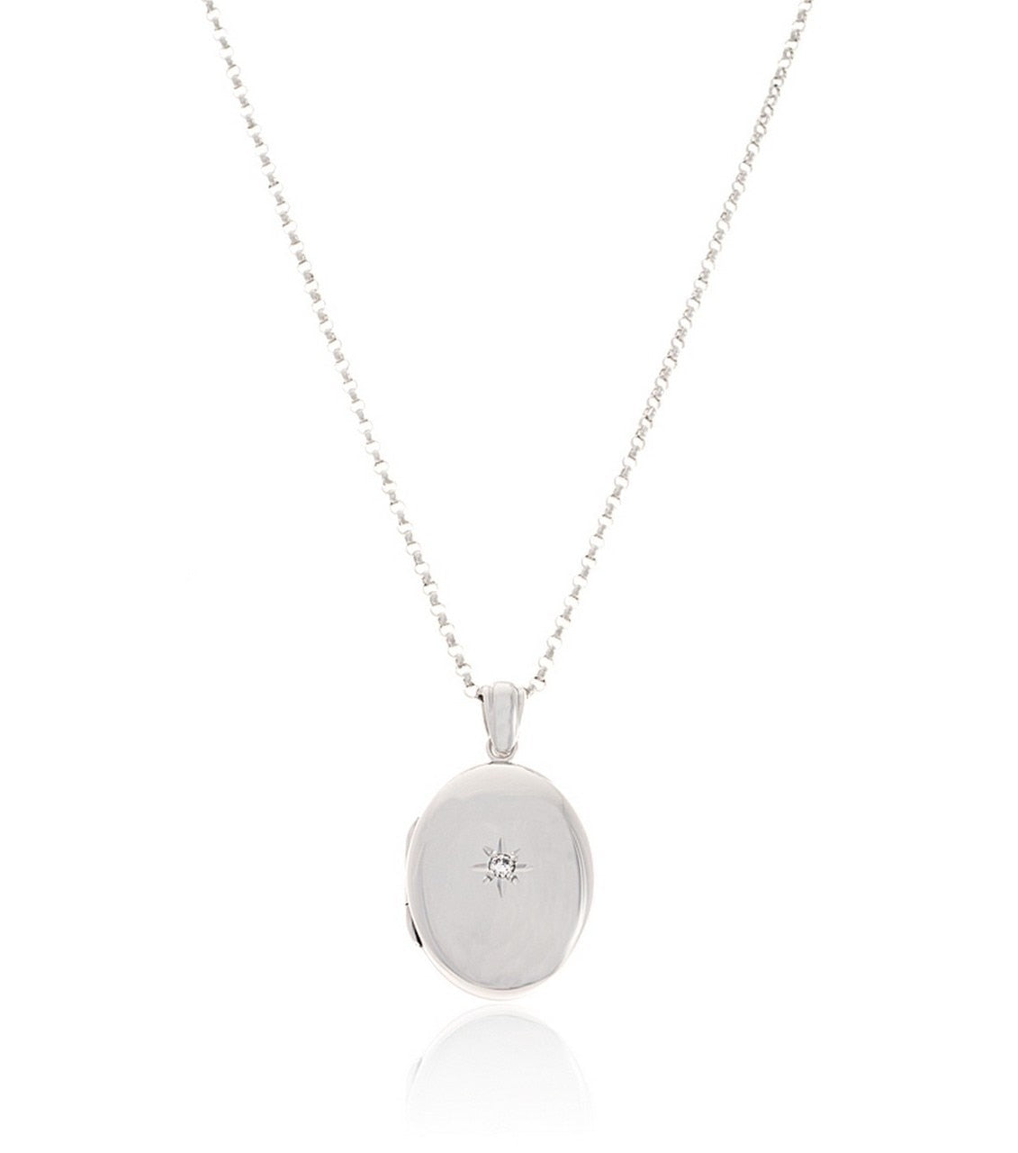 Premium Sterling Silver Oval Diamond Locket - Thomas Laine Jewelry