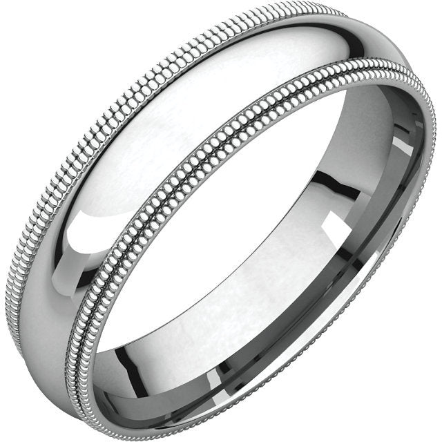 5mm Double Milgrain Comfort Fit Wedding Band - Thomas Laine Jewelry