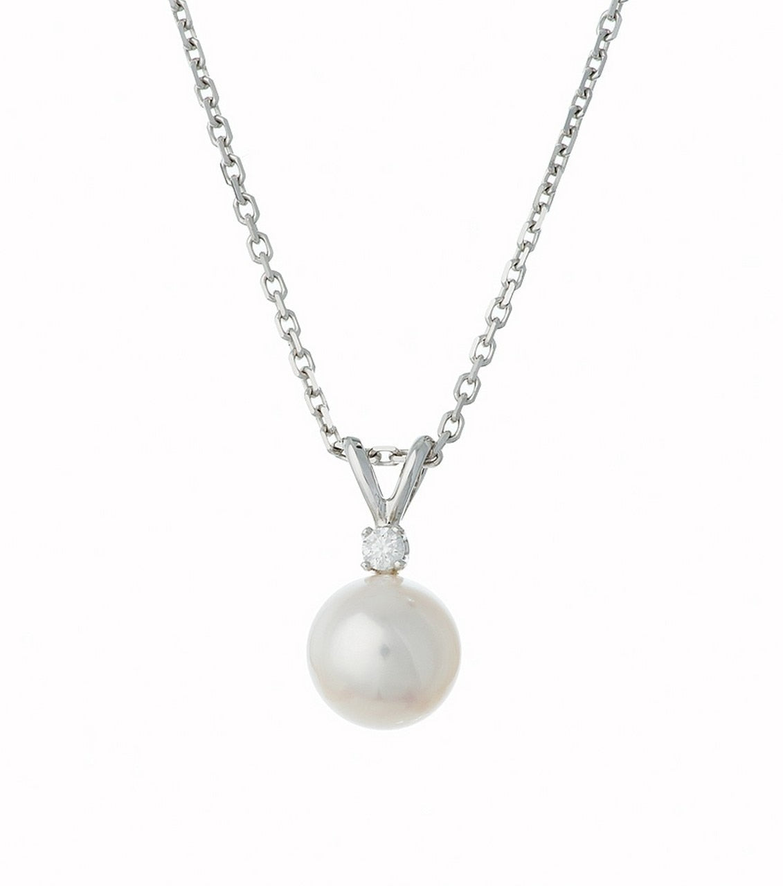 Akoya Pearl V-Shape Diamond Necklace