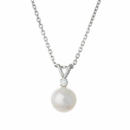 Akoya Pearl and Diamond Necklace - Thomas Laine Jewelry