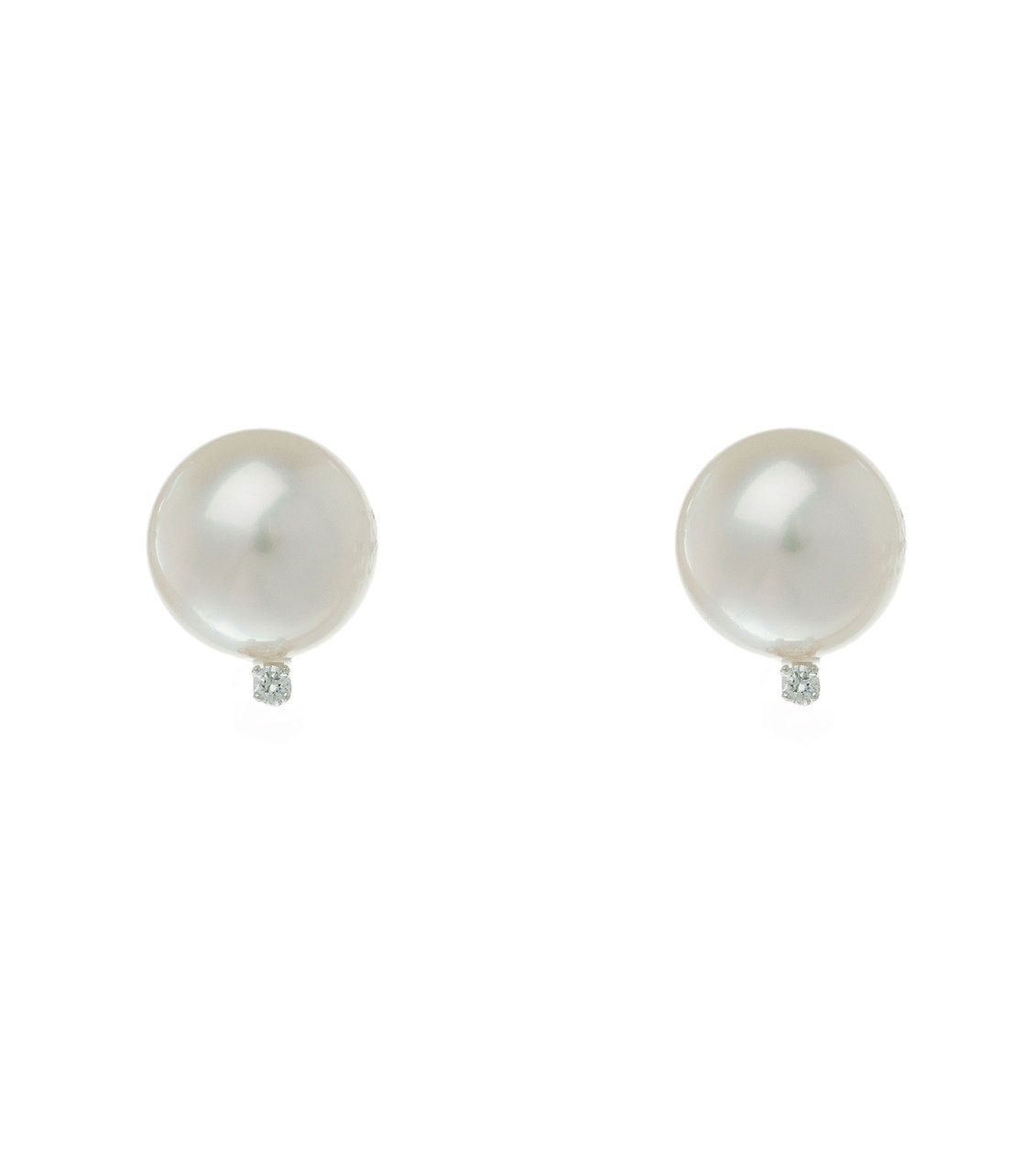 White Gold Diamond 8mm Pearl Stud Earrings - Thomas Laine Jewelry