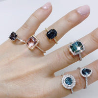 3.03ct Smoky Teal Spinel & Diamond Ring