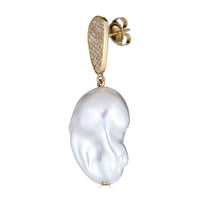 Baroque Pearl and Diamond Drop Earrings - Thomas Laine Jewelry