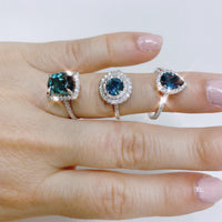 Sparkling Ring Stack of Halo Style Engagement Rings