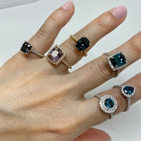 cluster of alternative engagement rings - on model