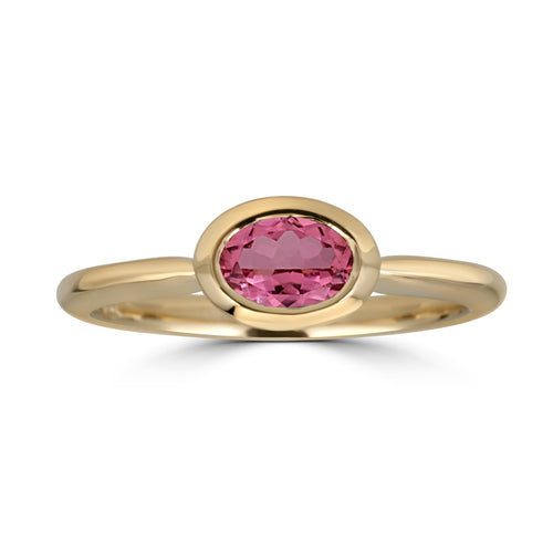 Small Tourmaline Oval Horizontal Bezel Ring - Thomas Laine Jewelry