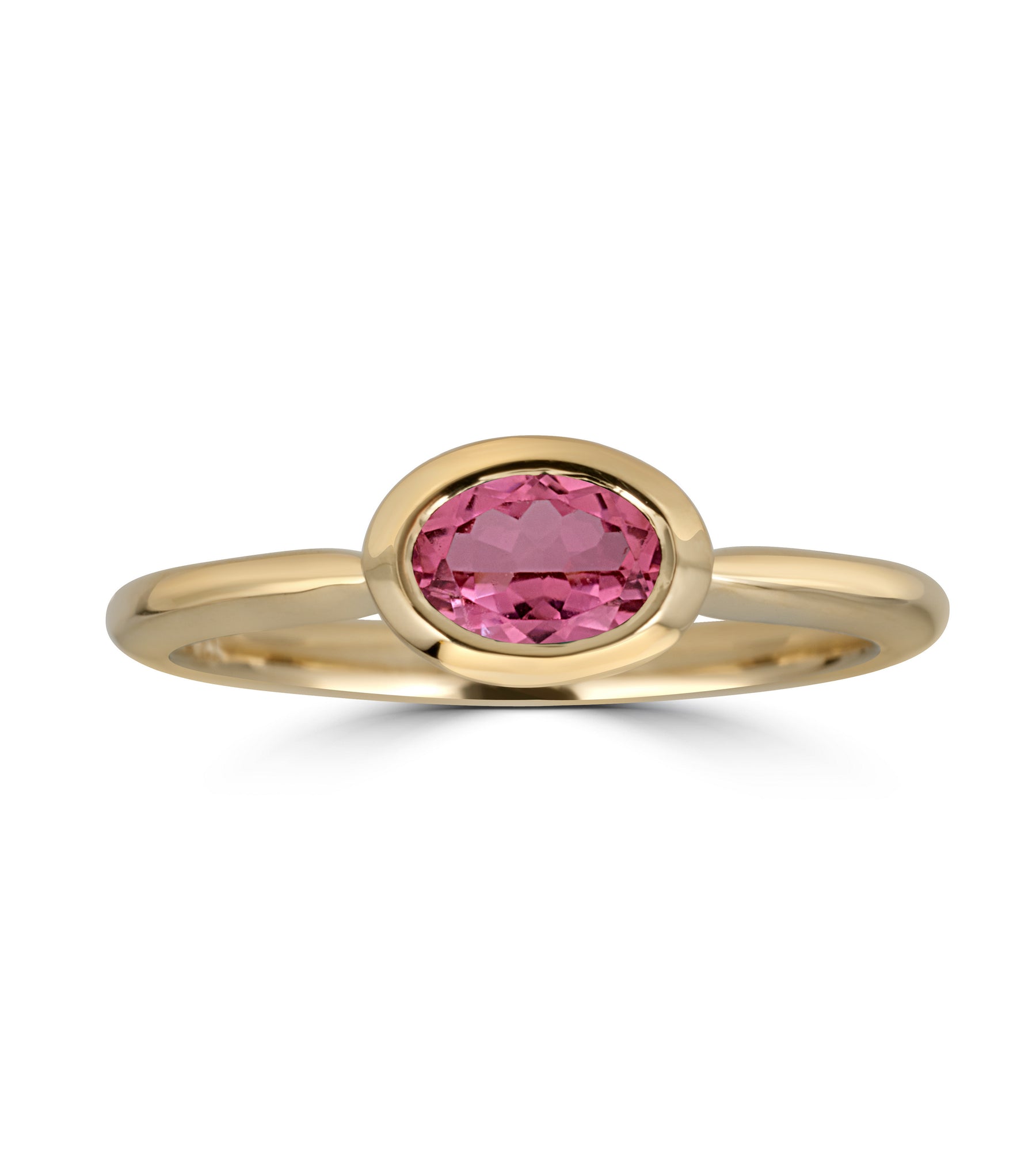 Small Tourmaline Oval Horizontal Bezel Ring - Thomas Laine Jewelry