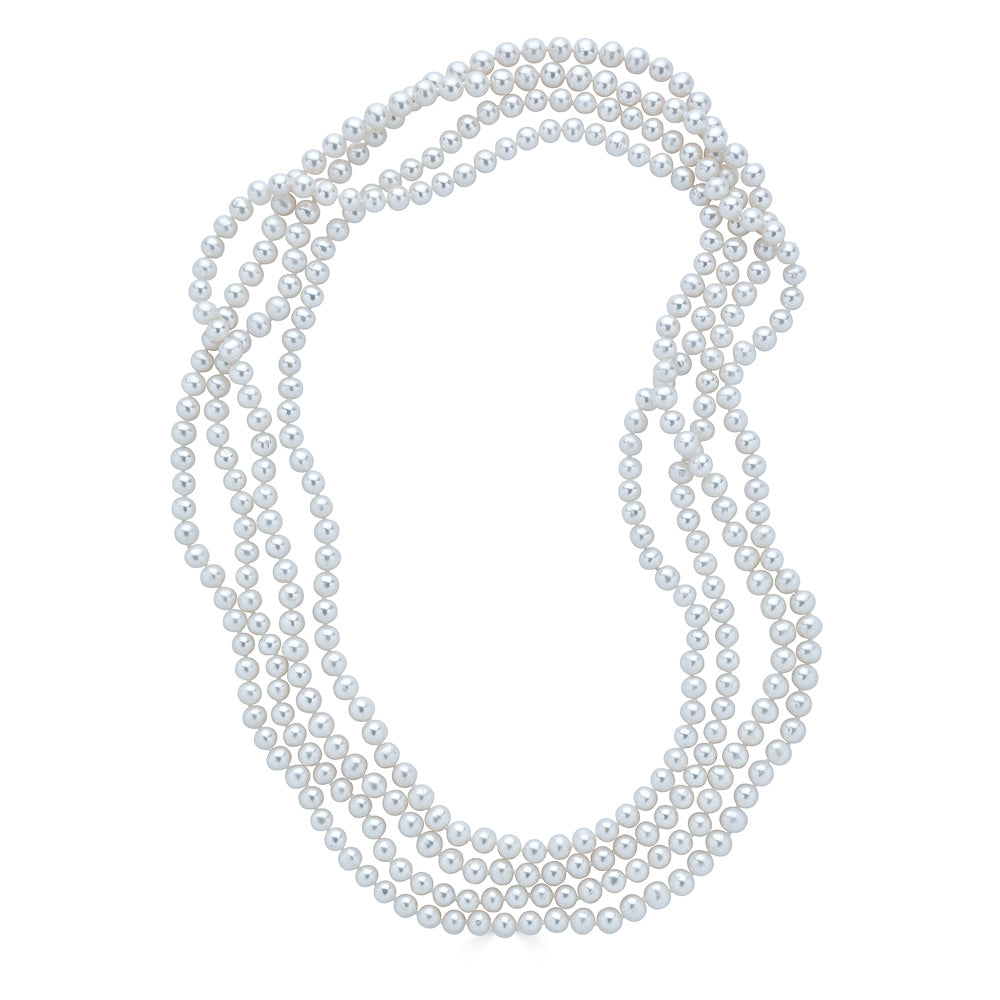 100 cm freshwater pearl strand with 6–7 mm white pearls, product front view on white background