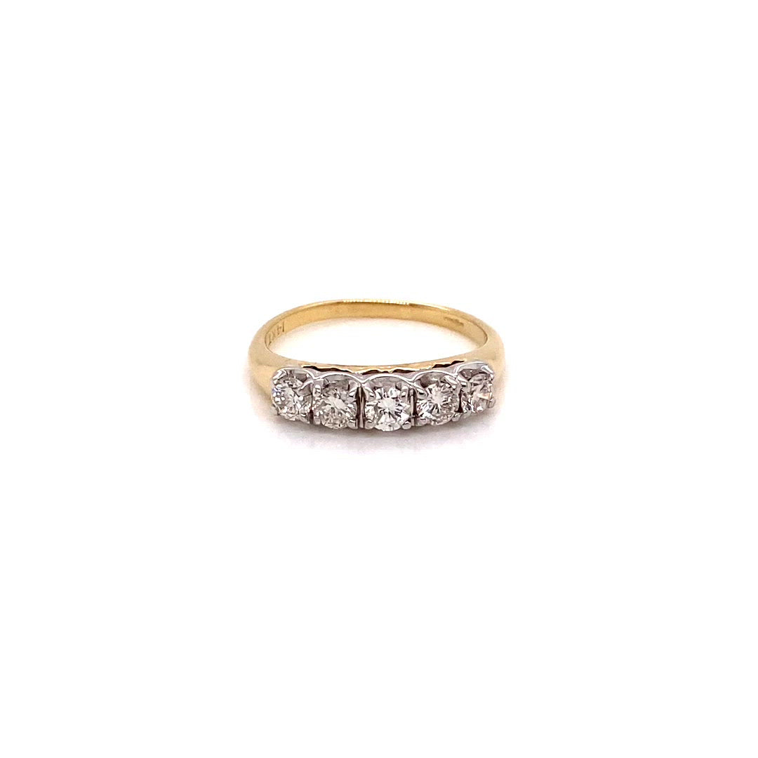 Video  Vintage 14k Yellow Gold 5 Stone ring 