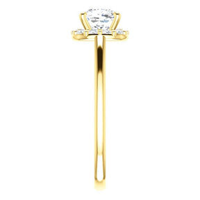 Brooks 14K Yellow Gold Cushion Cut Diamond Halo Engagement Ring - Thomas Laine Jewelry
