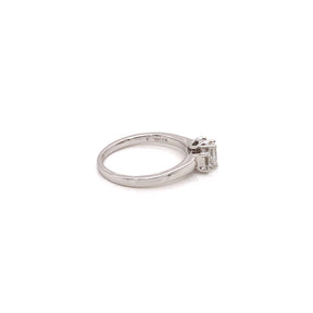 Vintage 14K White Gold 3 Stone Emerald Cut Diamond Engagement ring - Side Profile