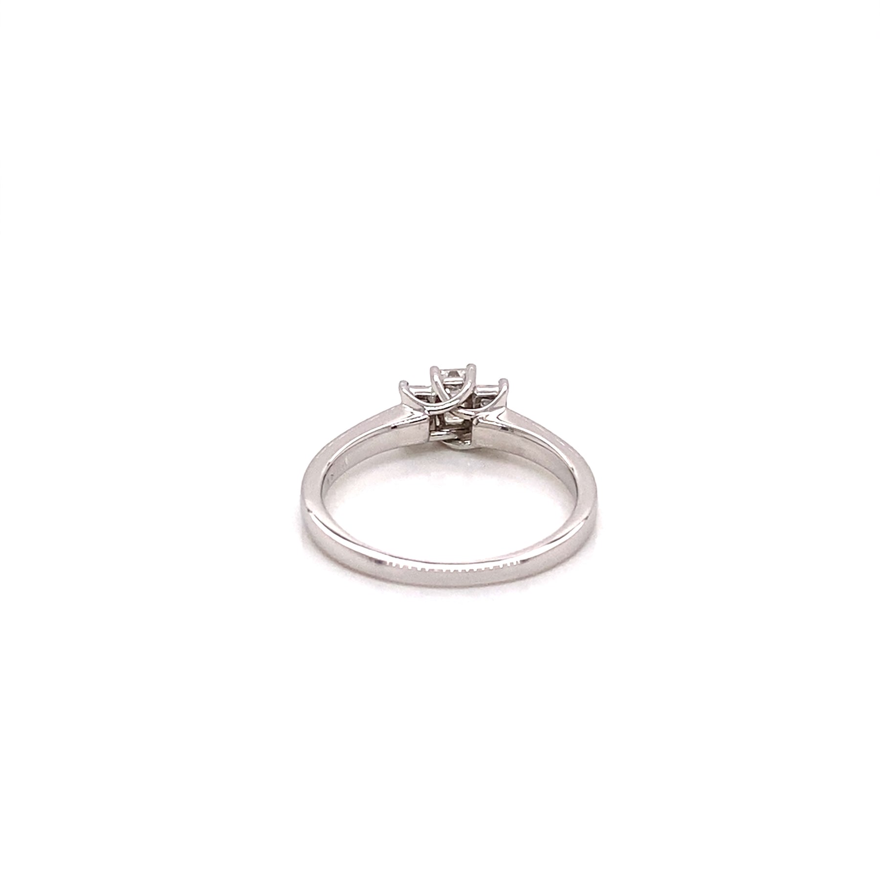 Vintage 14K White Gold 3 Stone Emerald Cut Diamond Engagement ring - Alternate view