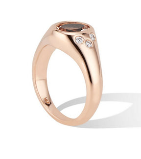 Side Profile Rose Gold Morganite and Diamond Pinky Signet Ring - Thomas Laine Jewelry