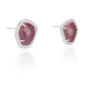 Sap Ruby Slice Diamond Stud Earrings - Thomas Laine Jewelry