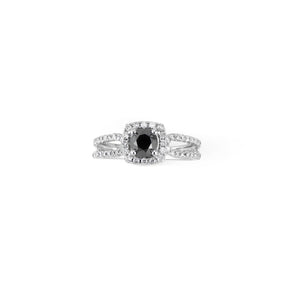 14k White Gold Black Diamond Engagement Ring - Thomas Laine Jewelry