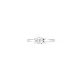 Vintage 14K White Gold 3 Stone Emerald Cut Diamond Engagement ring