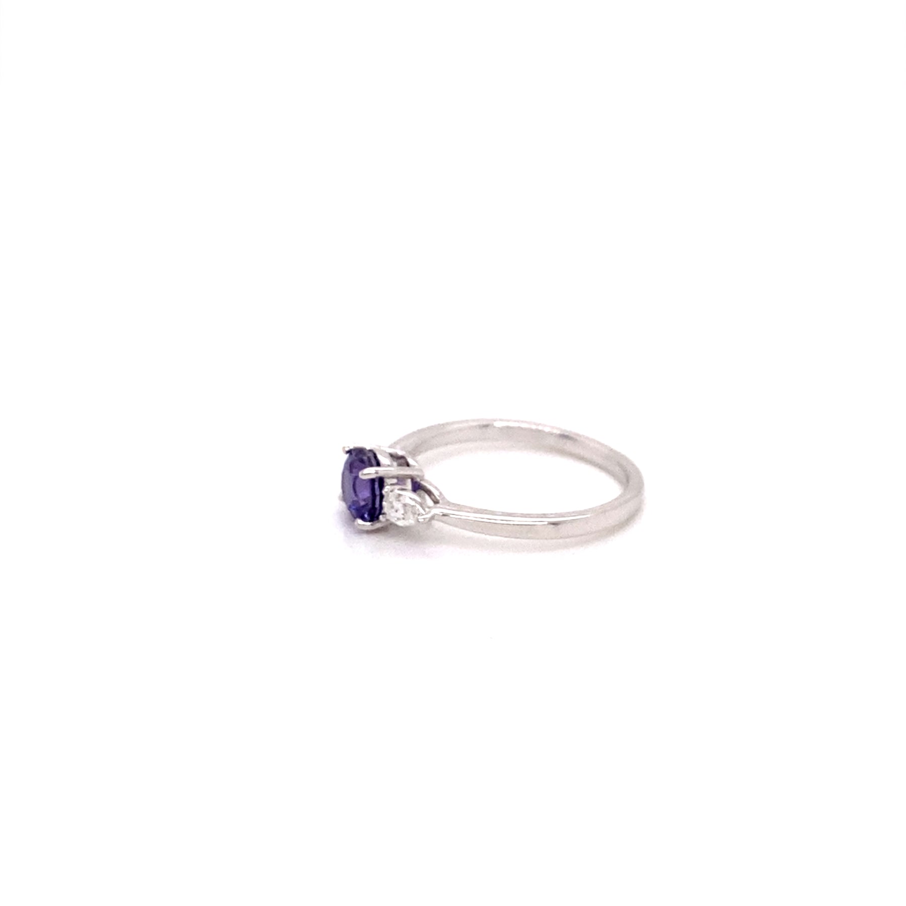 18k White Gold Purple Sapphire 3 Stone Ring - Thomas Laine Jewelry