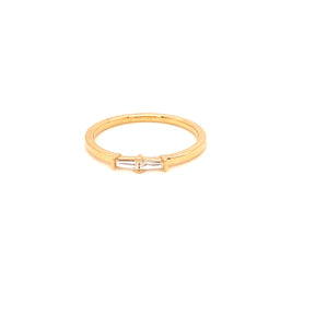 Yellow18k Gold Skinny Double Baguette ring