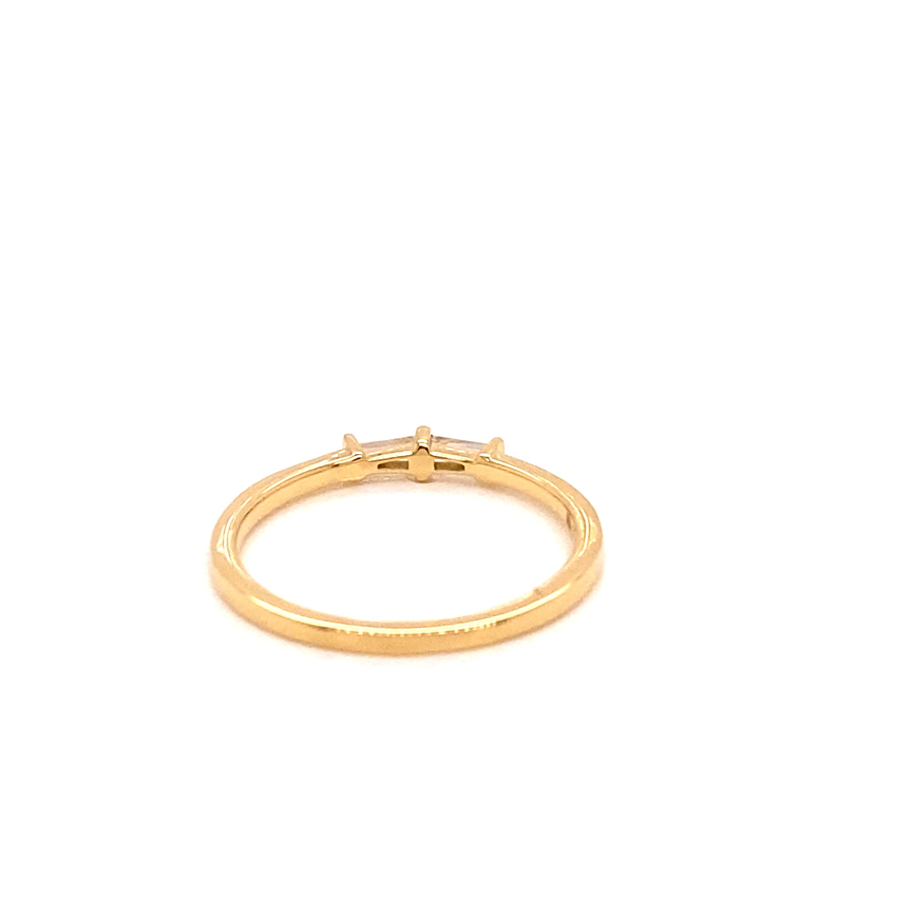 Alternate view of  18k Yellow Gold Skinny Double Baguette Ring