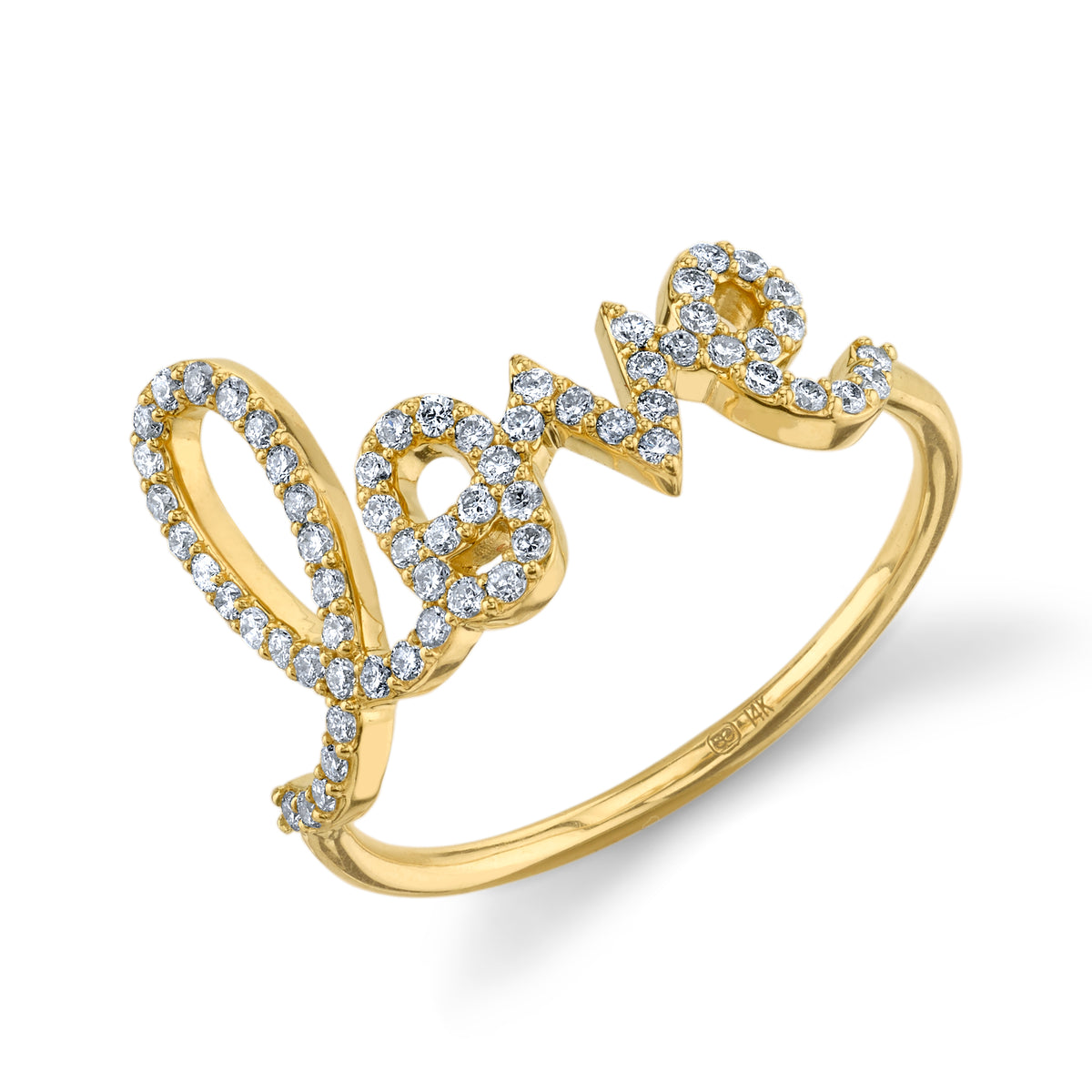 Gold and Diamond Large Love Ring - Thomas Laine Jewelry