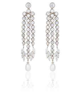 Grace Teardrop Pearl Chandelier Earrings - Thomas Laine Jewelry
