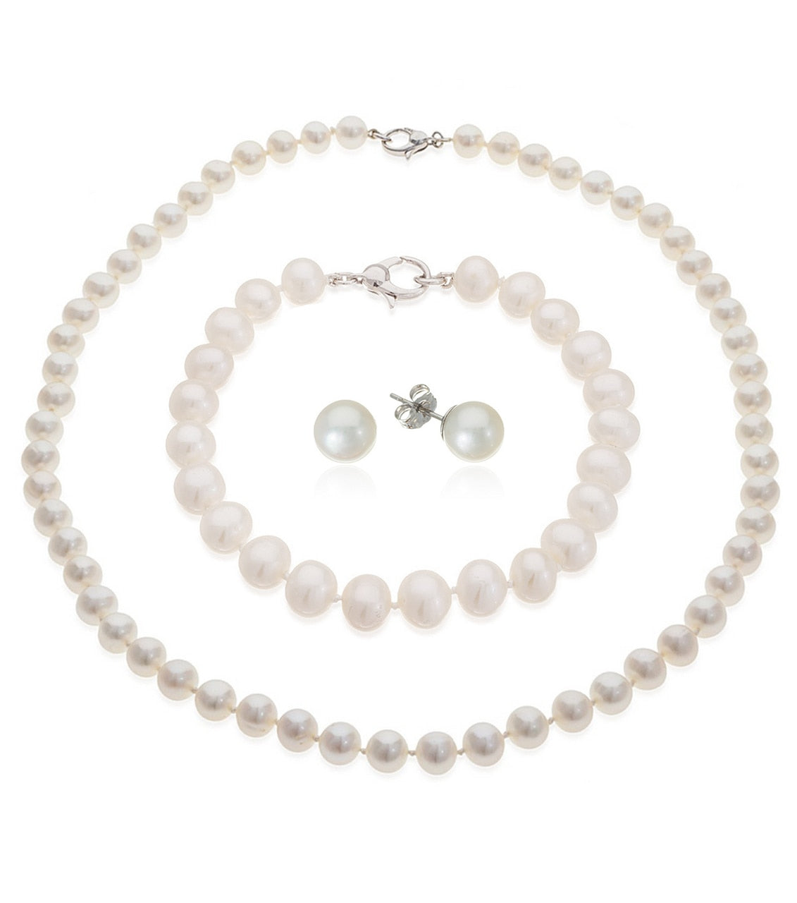 Freshwater Pearl Set – Necklace Bracelet Earrings - Thomas Laine Jewelry