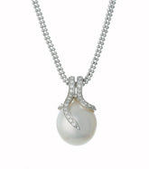Oscar Collection 11-13mm White South Sea Pearl And Diamond Pendant