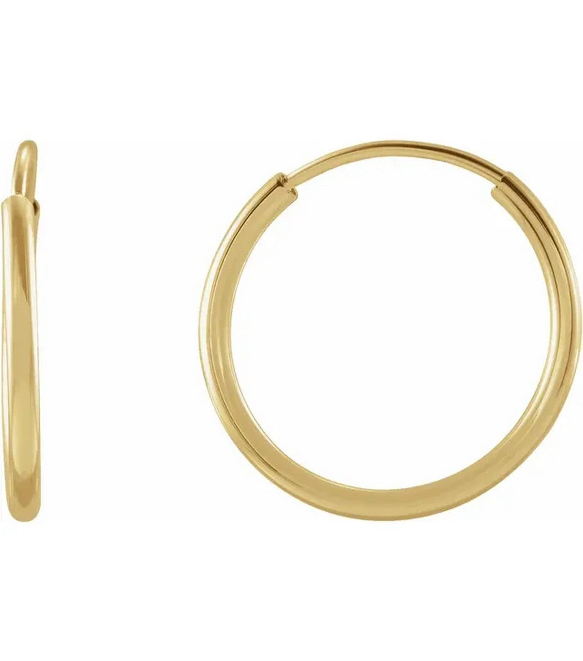 14K Gold 12 mm Flexible Endless Hoop Earrings - Thomas Laine Jewelry