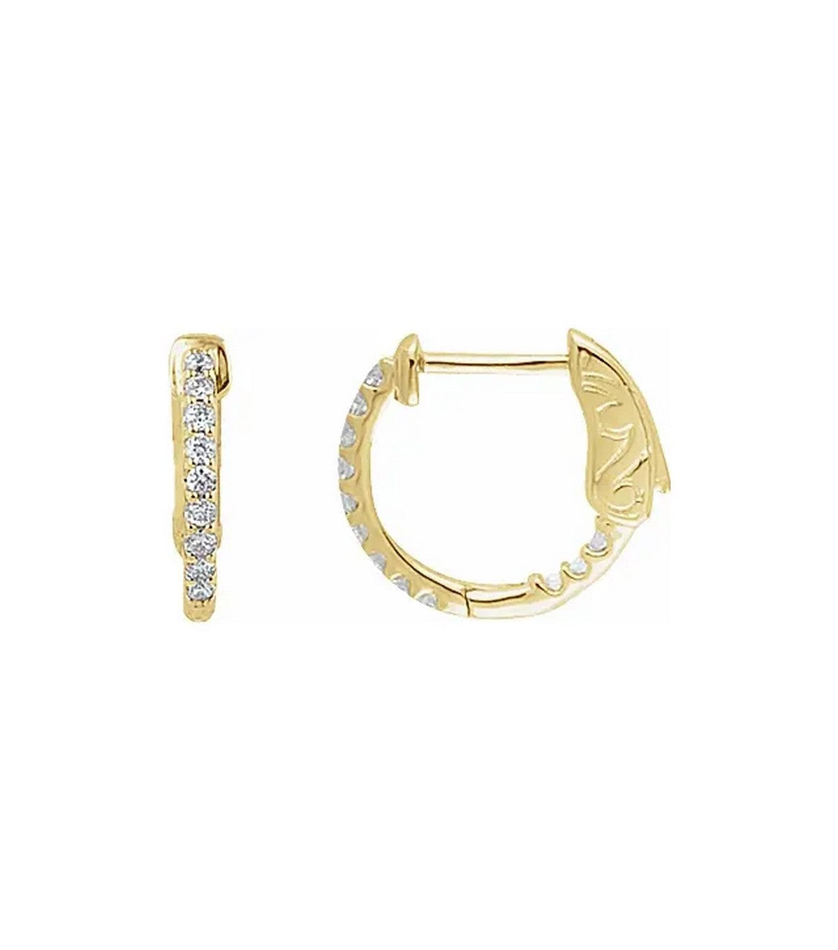 Gold 0.25 CTW Diamond Inside-Outside Hoop Earrings - Thomas Laine Jewelry