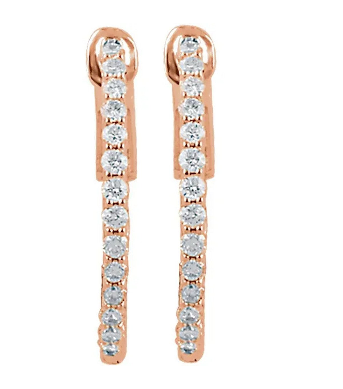 Gold 0.5 CTW Diamond Inside-Outside 19mm Hoop Earrings - Thomas Laine Jewelry