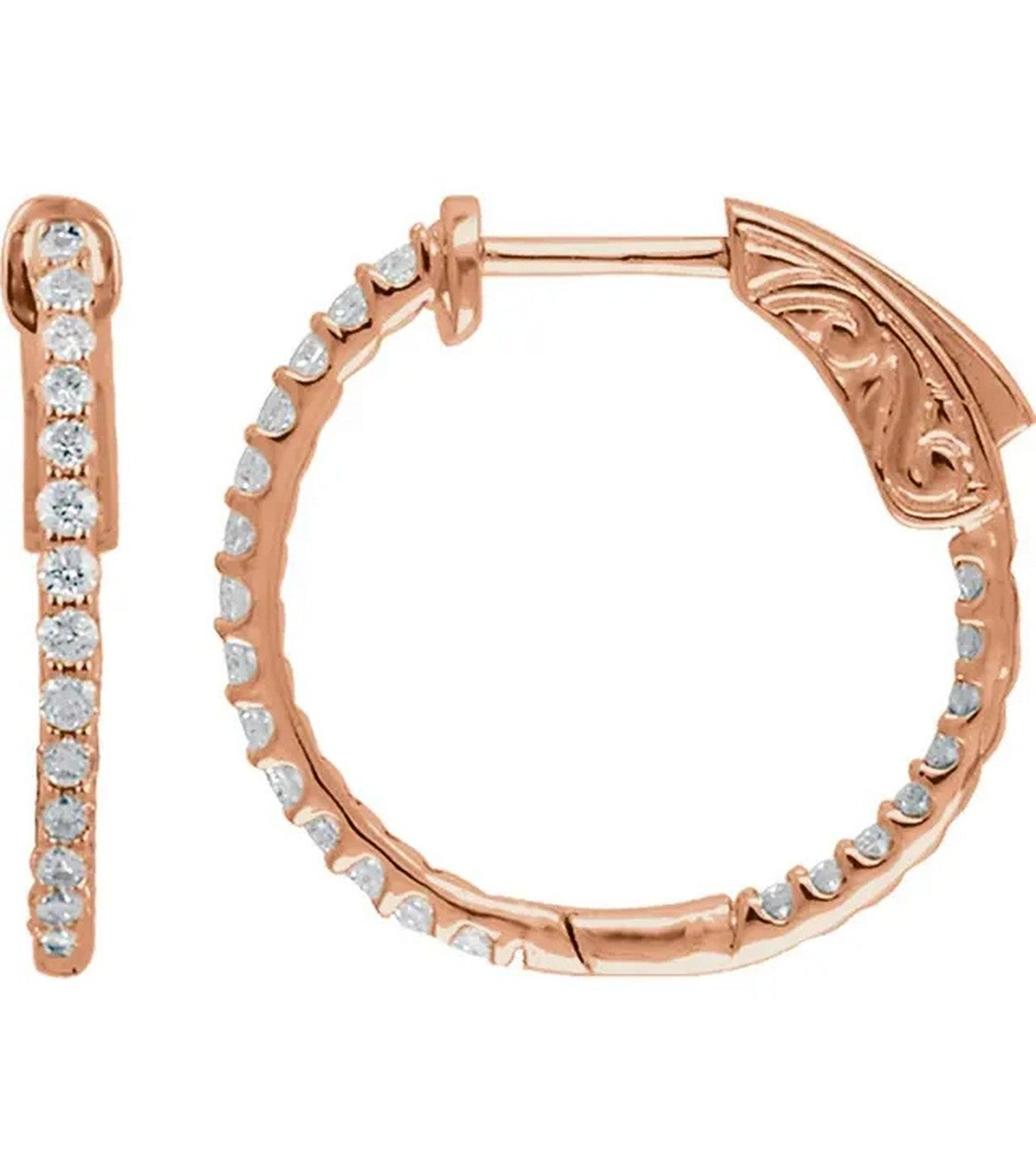 Gold 0.5 CTW Diamond Inside-Outside 19mm Hoop Earrings - Thomas Laine Jewelry