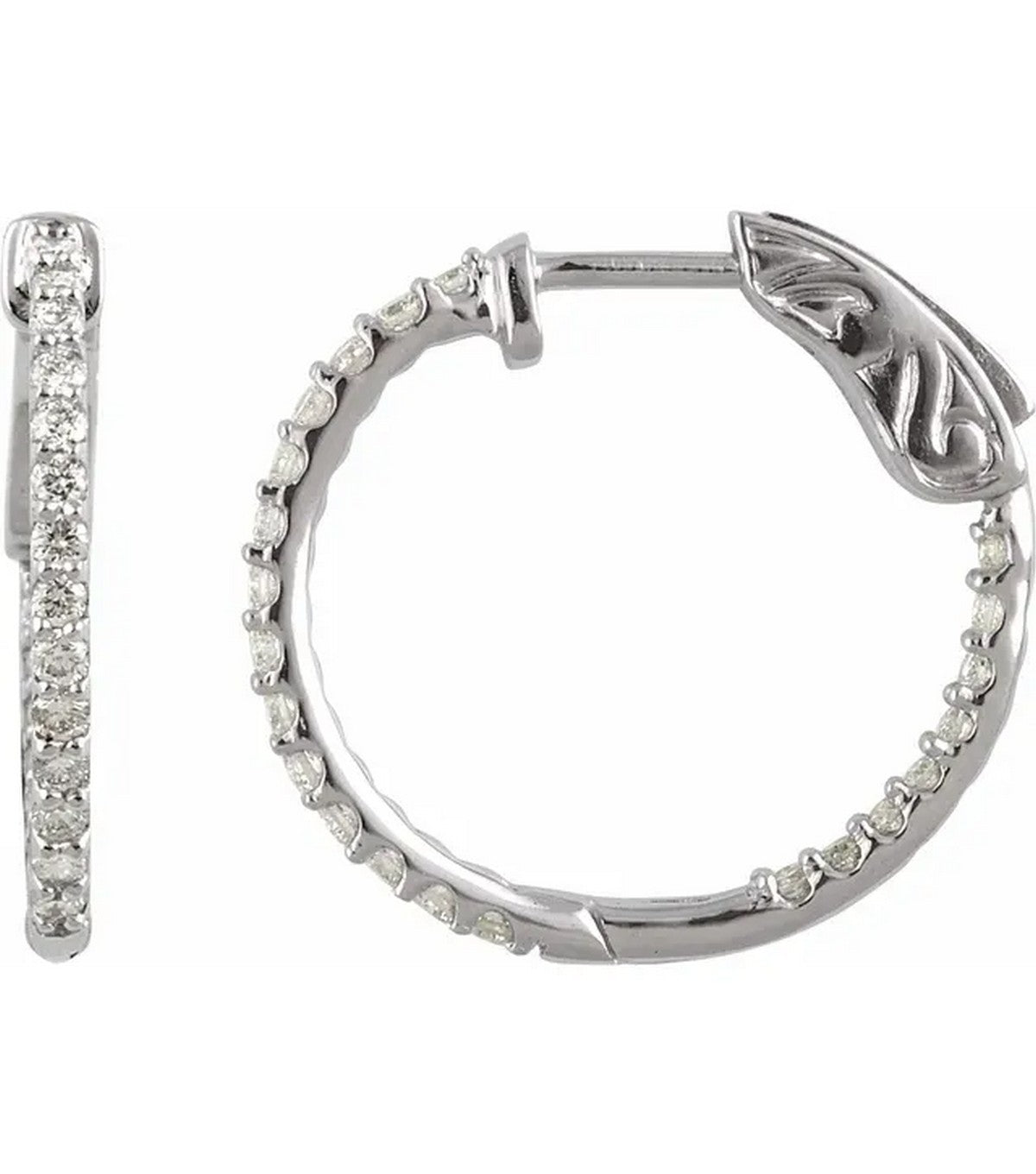 Gold 0.5 CTW Diamond Inside-Outside 19mm Hoop Earrings - Thomas Laine Jewelry