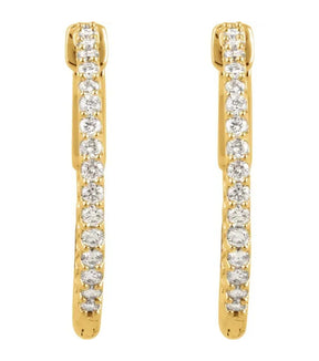Gold 3/4 CTW Diamond Inside-Outside 23 mm Hoop Earrings - Thomas Laine Jewelry